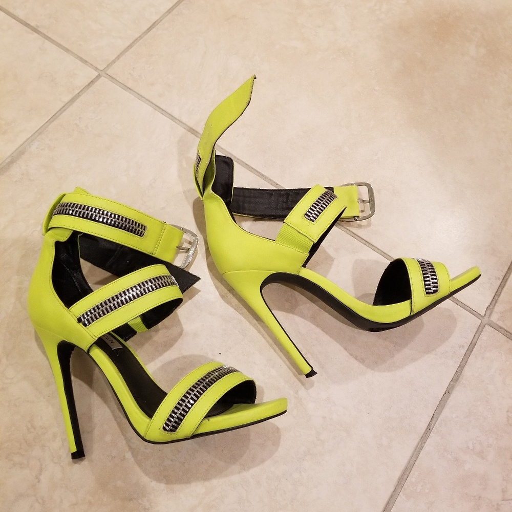 Steve Madden Neon green Zipper heels